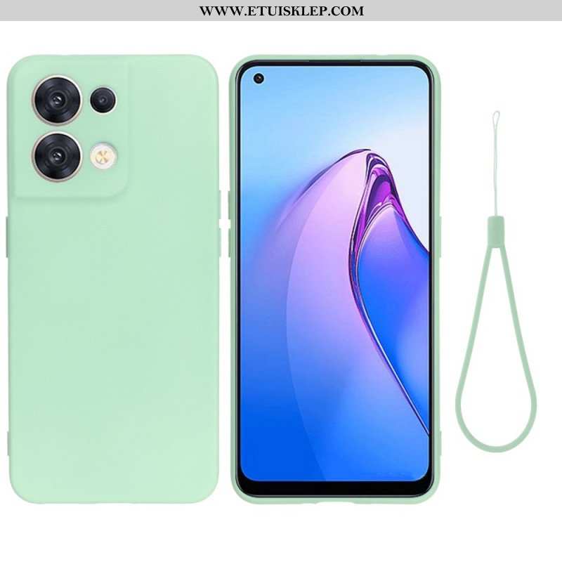 Futerały do Oppo Reno 8 z Łańcuch Płynny Silikon W Paski